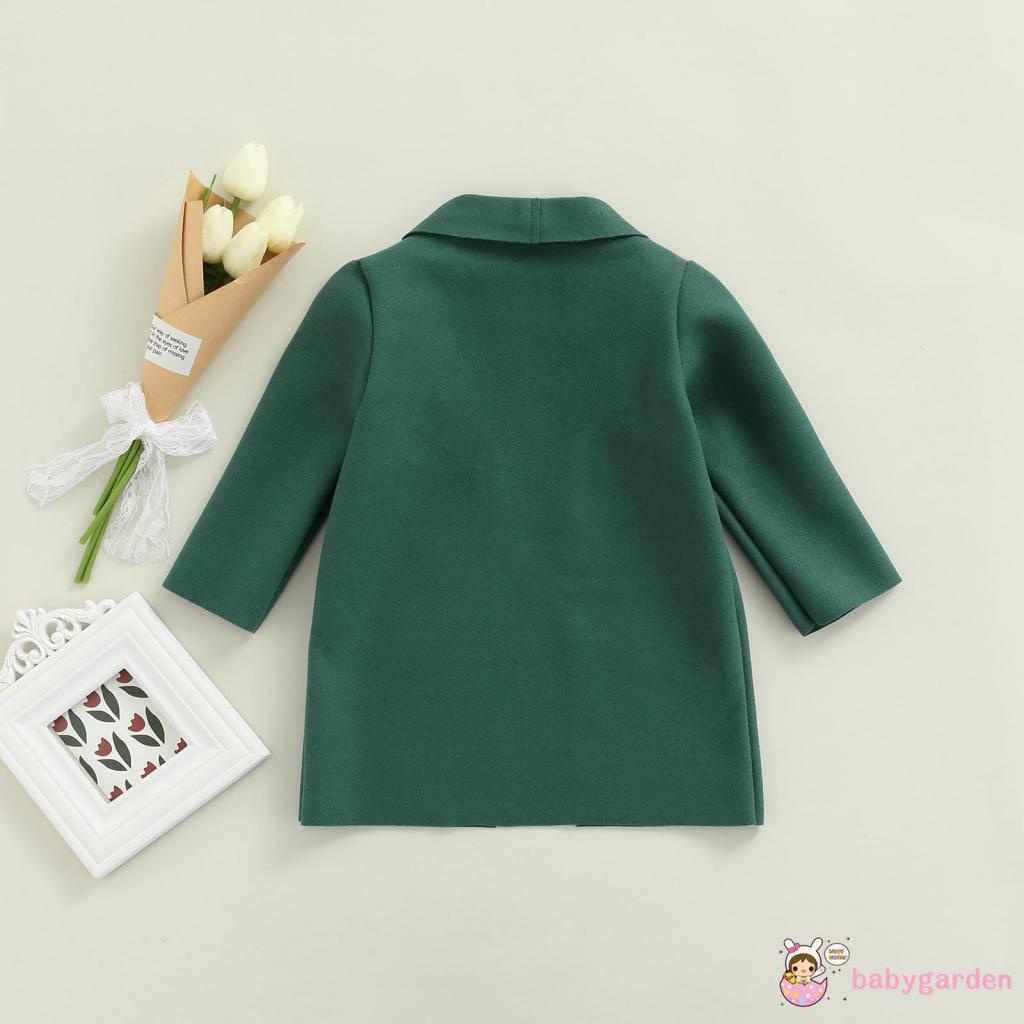 Áo khoác cardigan dài tay màu trơn có túi trước độc đáo màu xanh lá/đen/nâu thời trang thu đông cho bé gái
