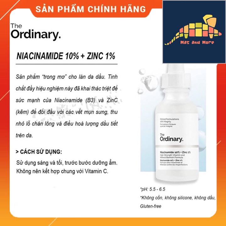 [CHÍNH HÃNG] Tinh chất Niacinamide 10% + Zinc 1% - The Ordinary