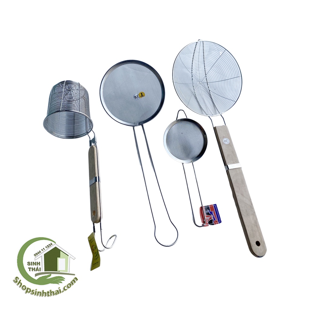 Vợt hớt bọt, Vợt chiên rán, vợt lẩu, chao vòng vớt thức ăn, Vợt trụng hủ tíu - Vá trụng mì inox - Chọn loại