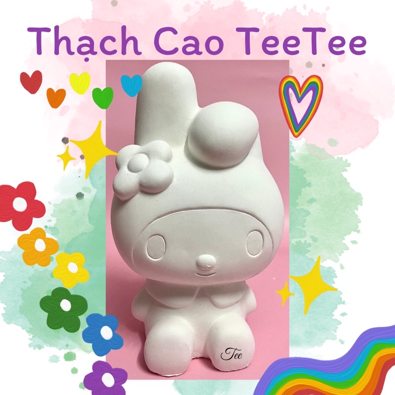 Tượng thạch cao tô màu thỏ Melody size XL cao cấp ( tặng kèm 6 màu và cọ )