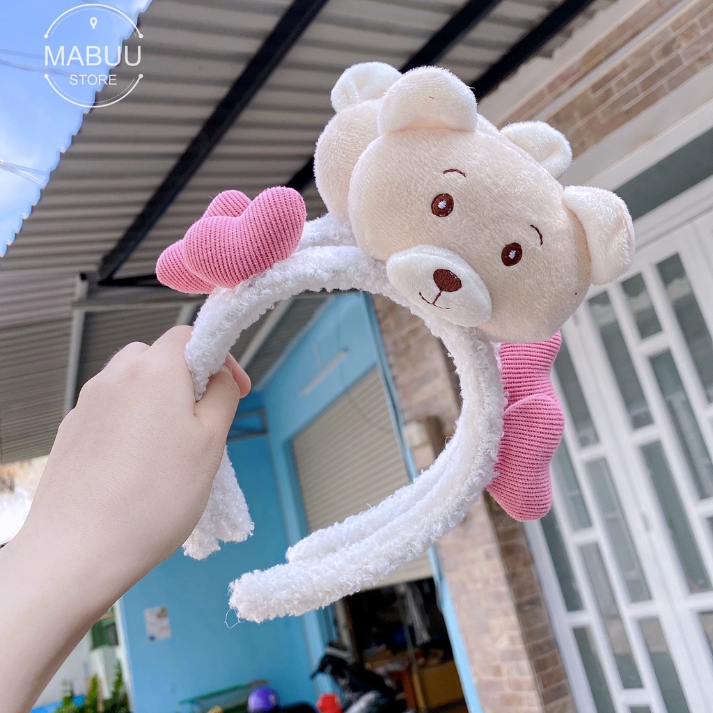 [Mã FAMARAL1 giảm 10K đơn 50K]Băng đô bờm Cài Tóc Hình Con Thú Hàn Quốc, Cài tóc hình con voi, con gấu, nơ đỏ
