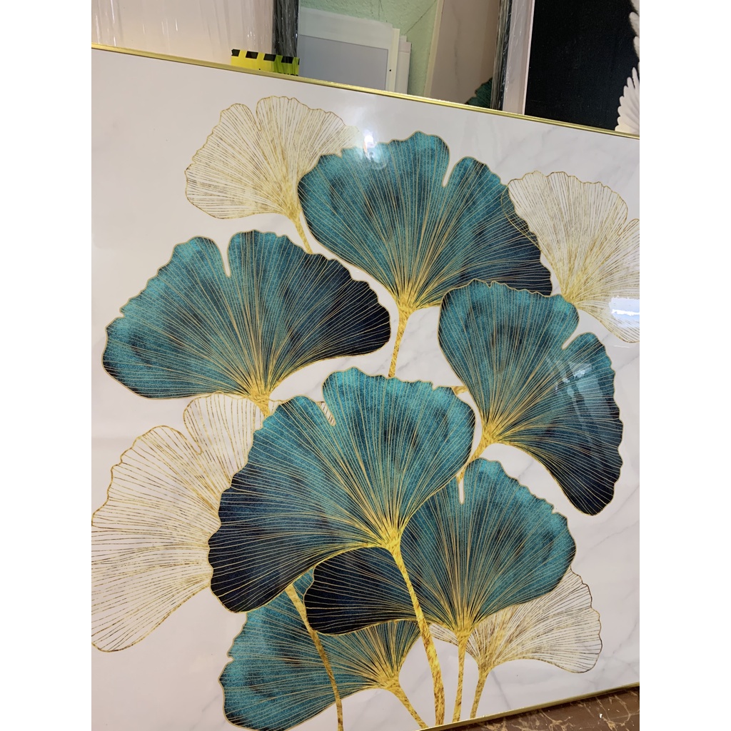 Tranh Tráng Gương Lá bạch Quả May Măn Phong Cách Độc Đáo Trang Trí Phòng Khách/ Phòng Ngủ/ Bàn Ăn/ Làm Quà tặng