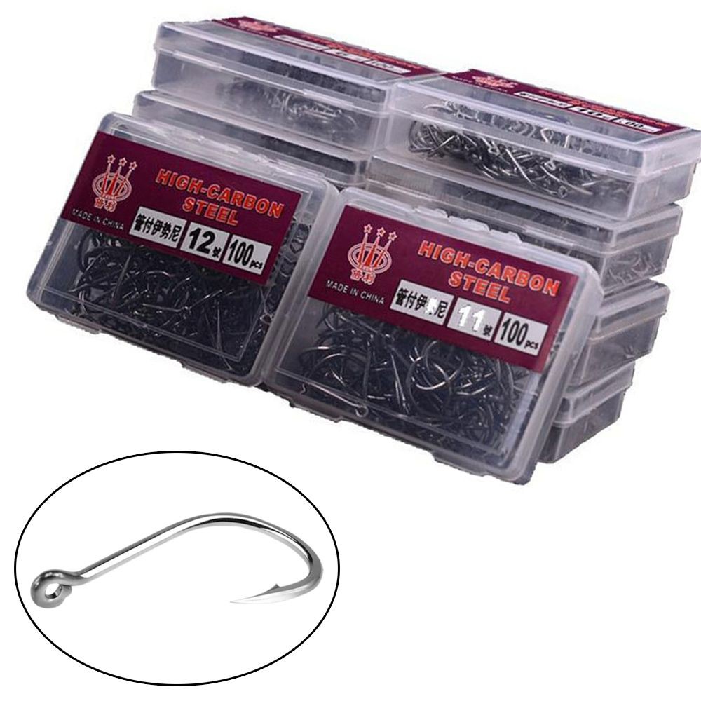 Set 100 móc câu cá chất liệu thép cacbon cao cấp
