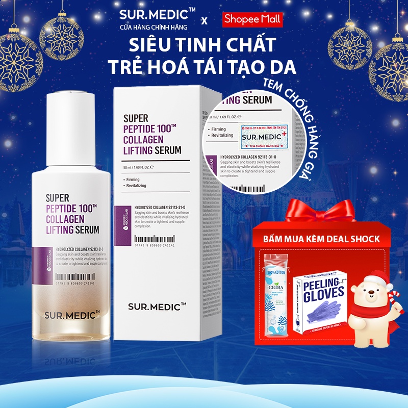 Tinh Chất Trẻ Hoá Da SURMEDIC Super Peptide 100tm Collagen Lifting Serum 50ml