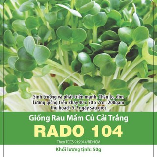 Hạt giống rau mầm củ cải trắng rado 104
