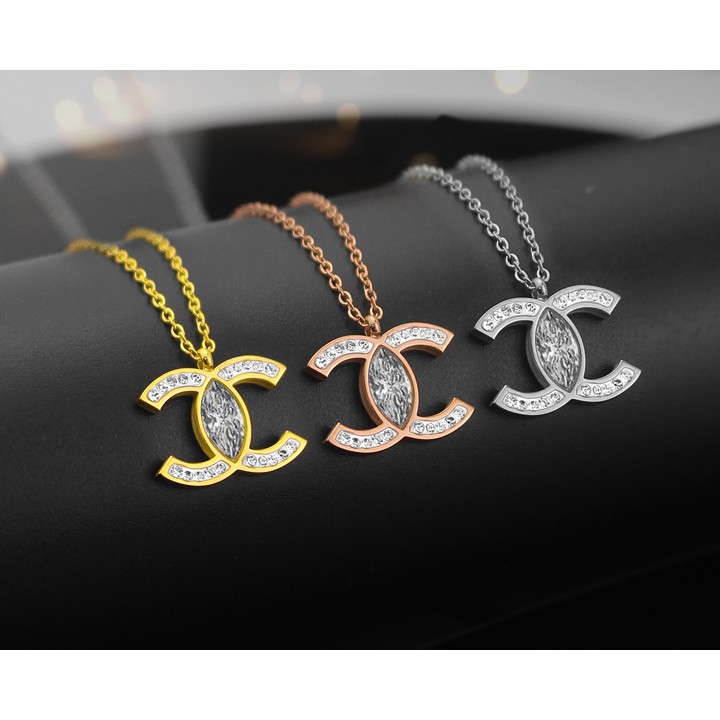 Dây chuyền nữ titan cao cấp C C siêu đẹp, bền màu, hợp thời trang