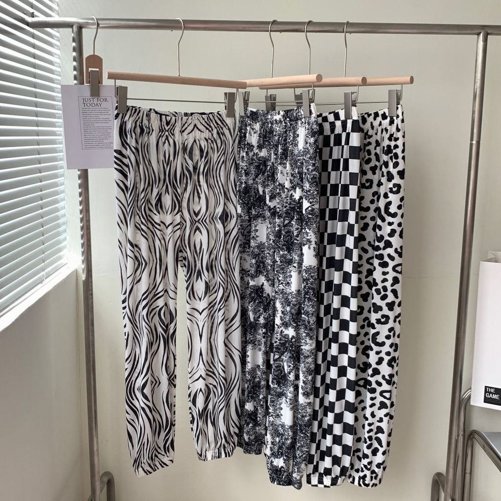 Quần harem Lưng Thun Co Giãn Dáng Rộng Họa Tiết Kẻ Ô Thời Trang Xuân Hè Mới Cho Nữ