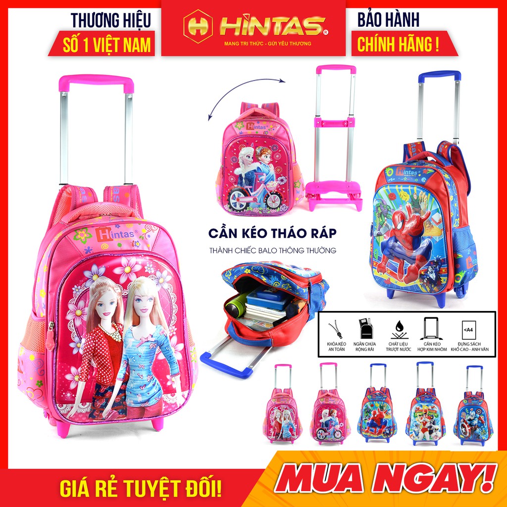 [SIÊU TIẾT KIỆM] Balo cần kéo học sinh tiểu học HINTAS (BLCK 104) [HÀNG CHÍNH HÃNG] cho BÉ GÁI LỚP 1-3