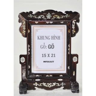 KHUNG ẢNH THỜ GỖ GÕ  15 X 21
