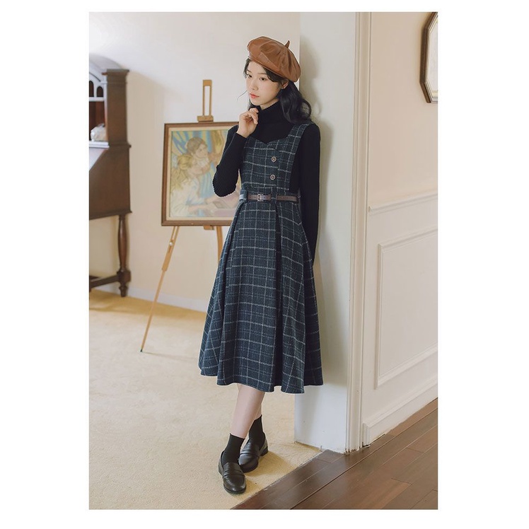 Đầm Len Sát Nách Phong Cách Thời Trang Retro Phương Tây Dành Cho Nữ