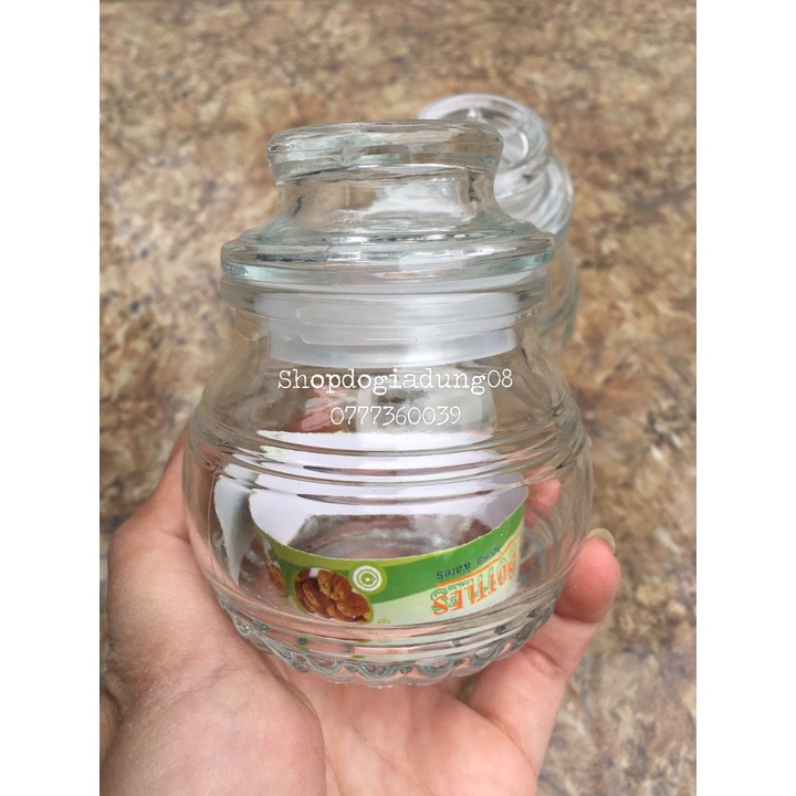 HŨ - LỌ THỦY TINH ĐỰNG GIA VỊ CÓ GIOĂNG CAO SU HÌNH LỤC GIÁC DÀY DẶN