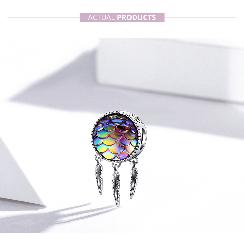 Bamoer Bạc 925 Hạt Charm Dreamcatcher Phụ Kiện May Mắn Cho Vòng Tay Tự Làm