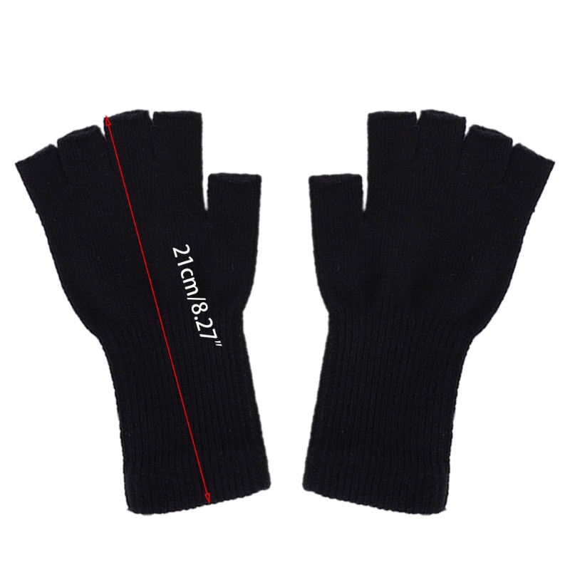 1 Đôi Găng Tay Len Hở Ngón 21cm Giữ Ấm Mùa Đông Cho Nam Nữ