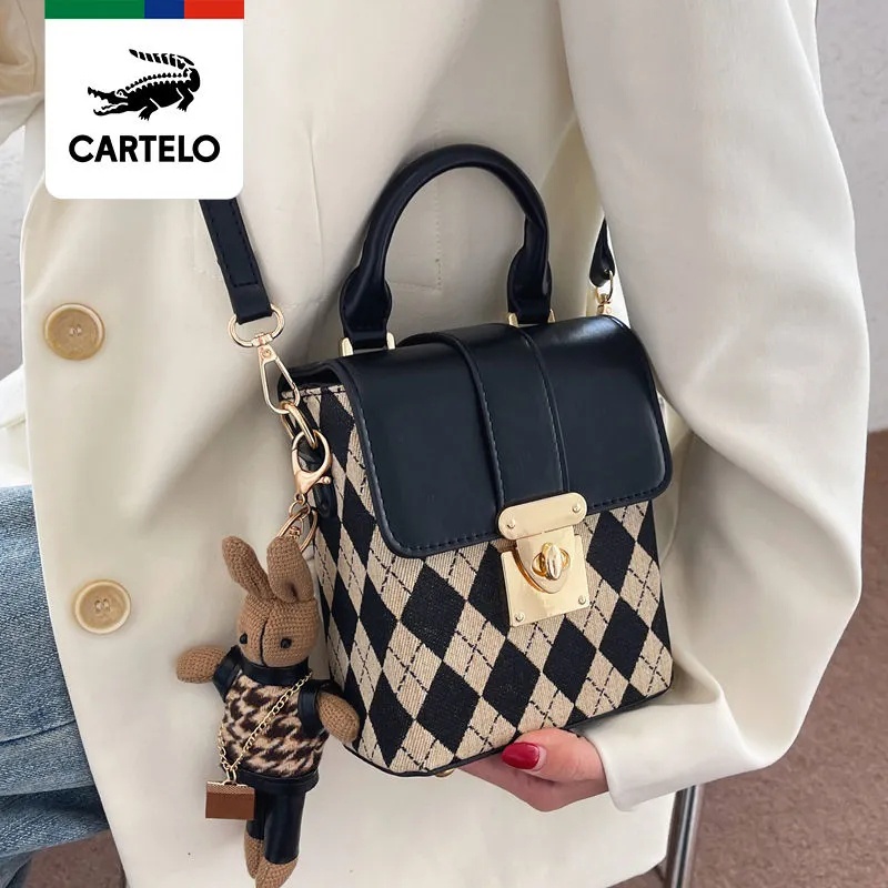 Túi Đeo Chéo Vuông Họa Tiết Vân Kim Cương Thời Trang Nữ kf088