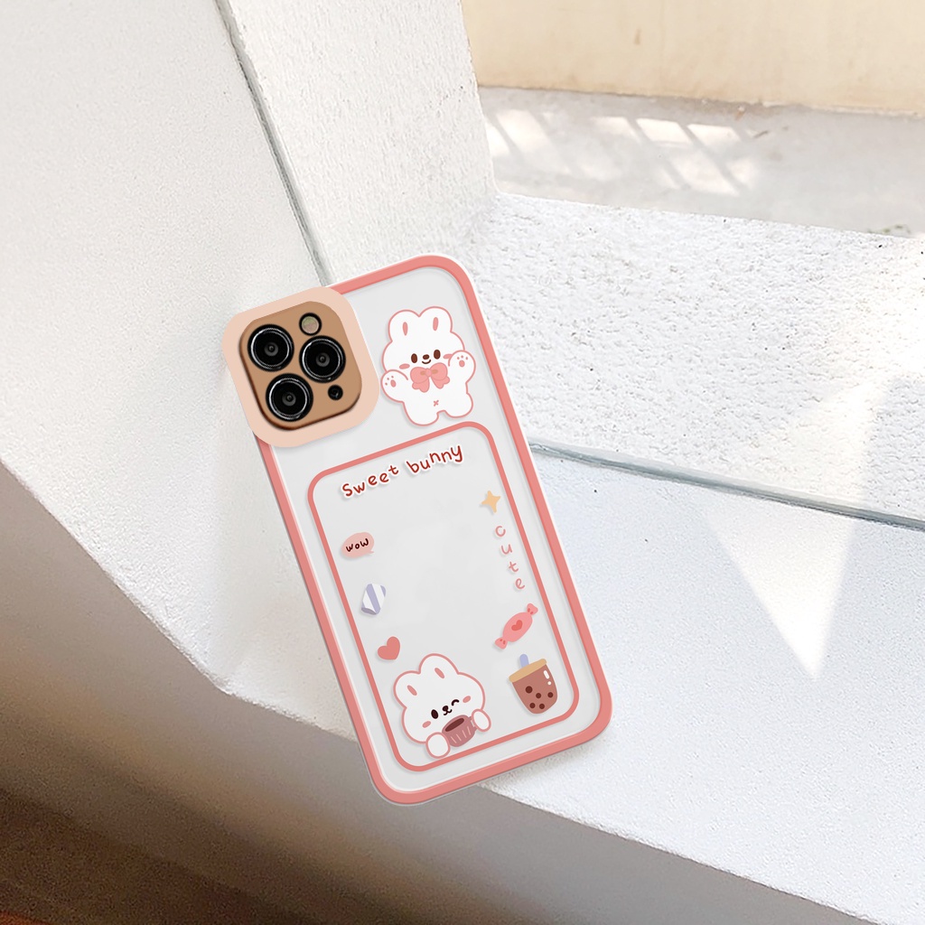 Ốp lưng iphone Bunny Bear cạnh vuông 6/6plus/6s/6splus/7/7plus/8/8plus/x/xr/xs/11/12/13/pro/max/plus/promax