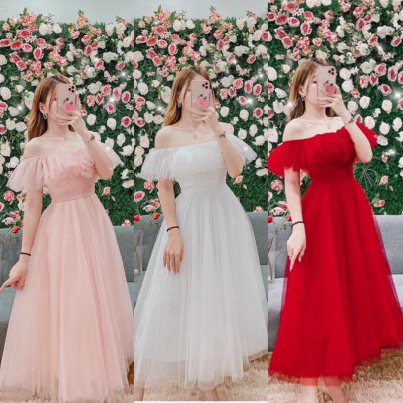 ĐẦM CÔNG CHÚA XẾP LY EO  NHÚNG MẶT TRĂNG