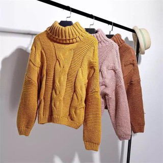 Áo len bện thừng cổ lọ