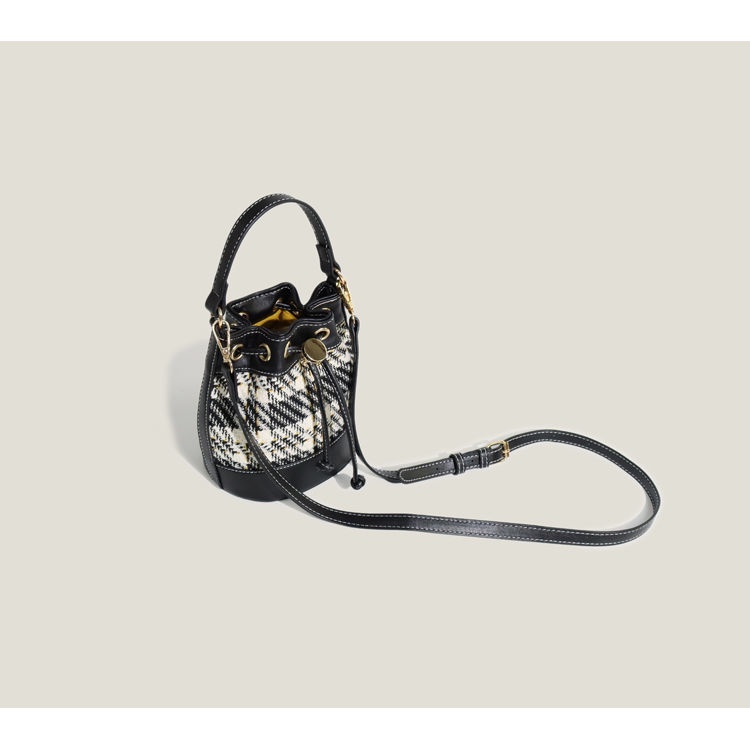 (Free shipping） Blue plaid string bucket package splicing package "Crossbody & Shoulder Women's bags Sling bag Tote bag Clutches and wristlet Handbags 2022"