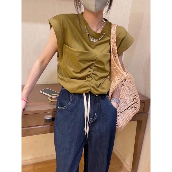 Áo thun nữ tay vát cotton cổ tròn xích chữ H freesize 7 màu hotto