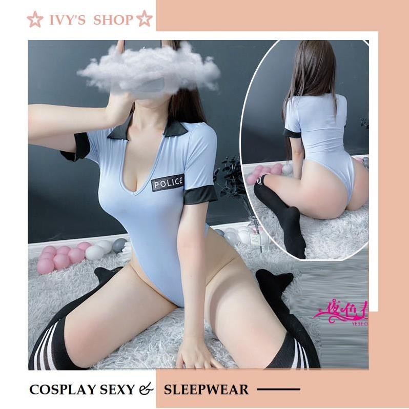 Bộ Đồ Ngủ Cosplay Sexy Tiếp Viên Hàng Không Gợi Cảm, Bodýuit Cosplay Đặc Công Mã PO-Lice 120 - Màu đen, xanh | BigBuy360 - bigbuy360.vn