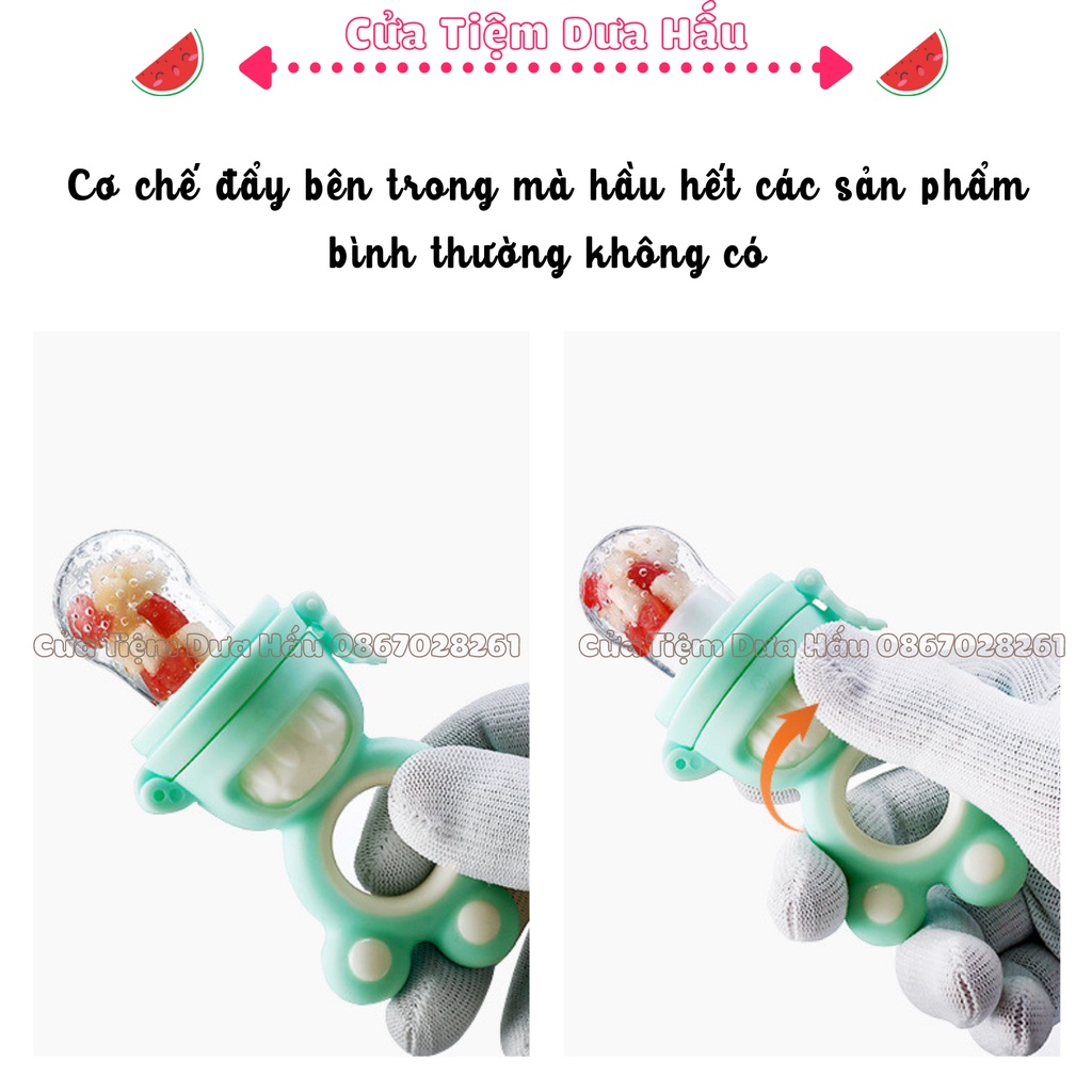 Túi Tập Nhai Ăn Dặm Chống Hóc Silicon Cao Cấp Cho Bé, Túi Gặm Nướu 3 Núm Nhai - Baby Galaxy Official