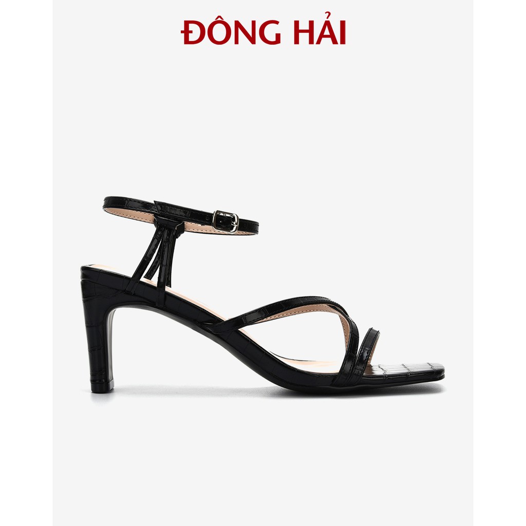 Sandal cao gót Zucia quai đan chéo da nhân tạo dập vân gót vuông 7cm - SHL34