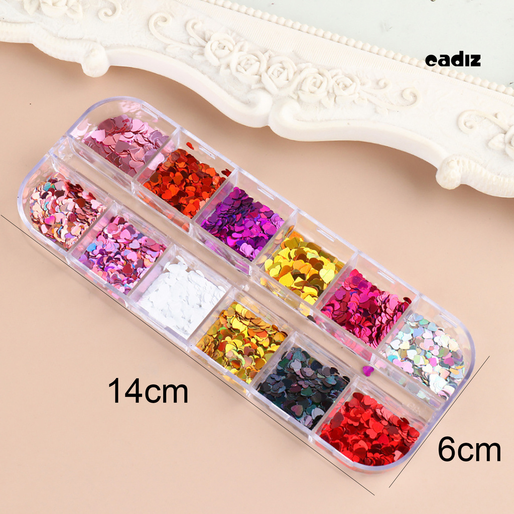 [Hàng mới về] Hộp kim tuyến lấp lánh hình trái tim trang trí móng tay nghệ thuật xinh xắn