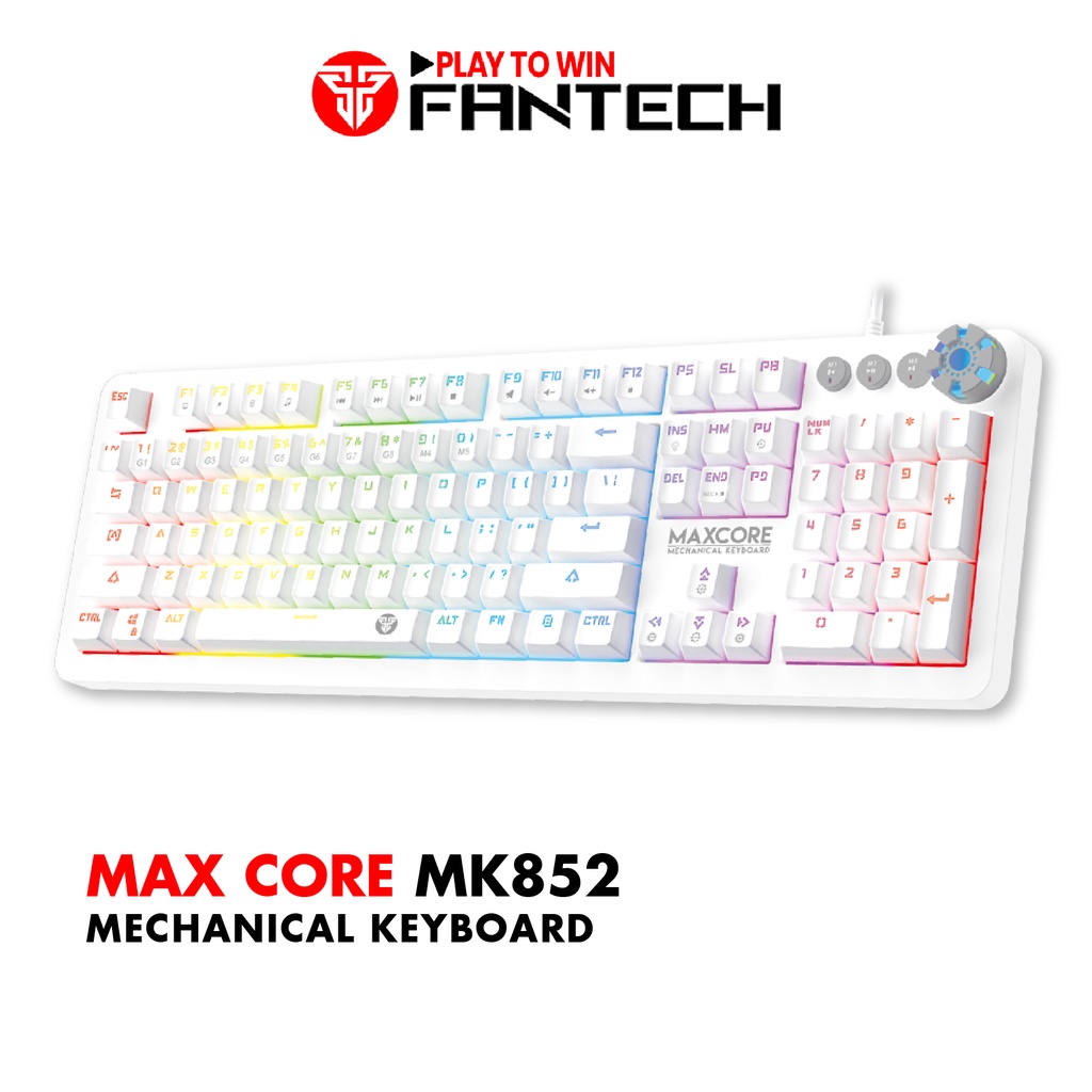 Bàn phím cơ gaming FANTECH MK852 MAXCORE, Màu đen trắng, Switch blue brown - Hãng phân phối chính thức