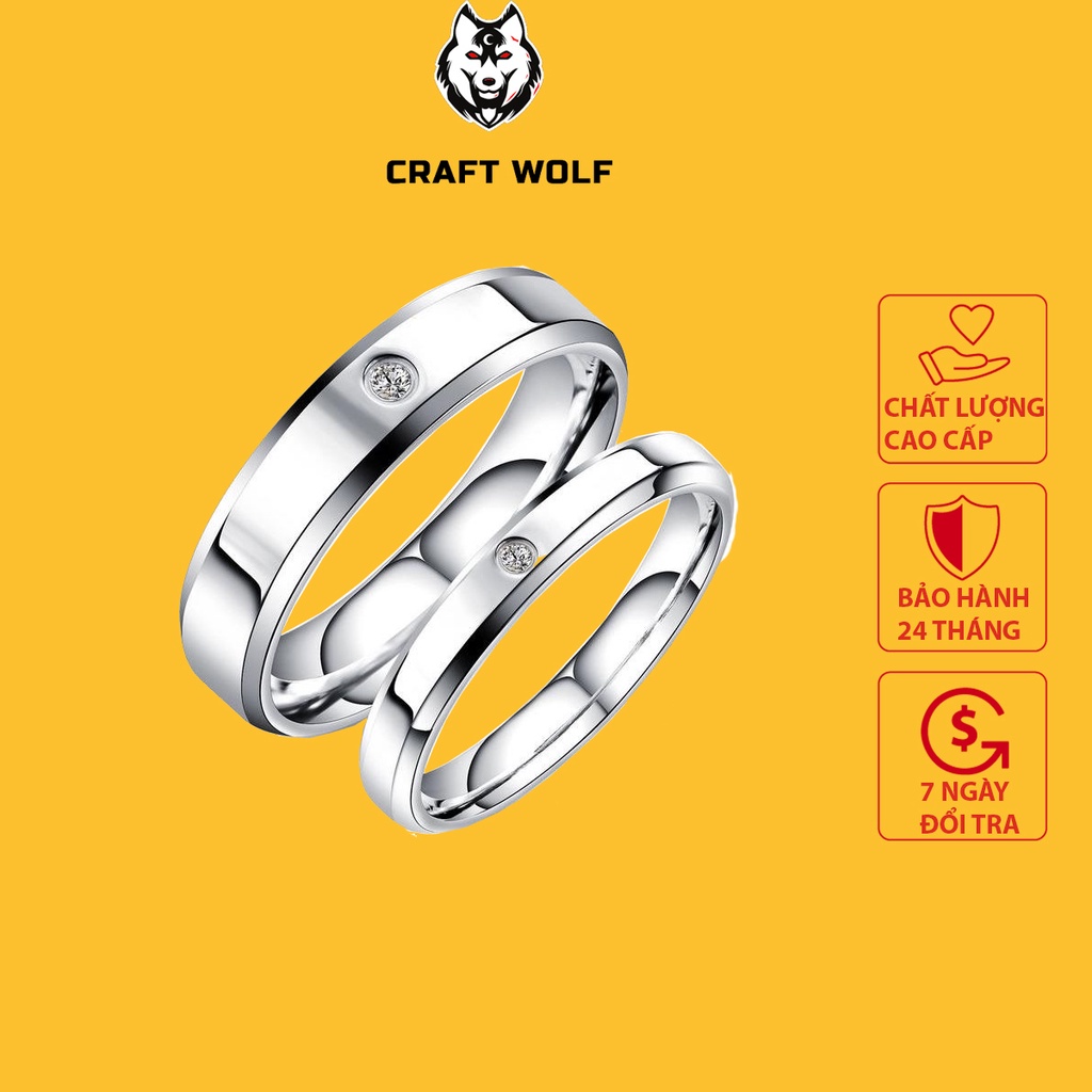 Nhẫn nam nữ Silver Crystal Titanium Couple Ring - Nhẫn cặp đôi