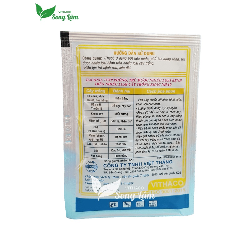 Thuốc DACONIL 75WP trừ nấm bệnh rau màu, cây ăn trái, hoa cảnh, trị sương mai, thán thư, đốm lá, phấn trắng