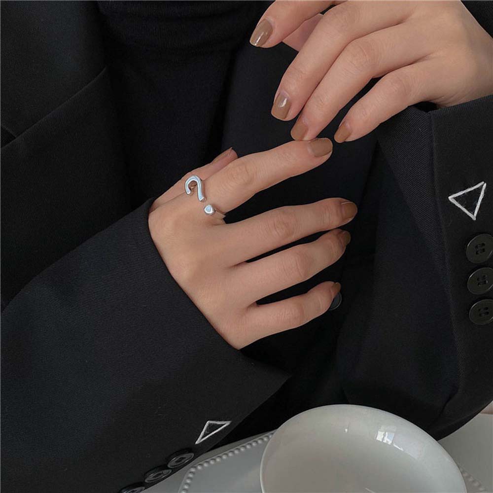 Nhẫn Kim Loại Hình Dấu Chấm Hỏi Và Dấu Chấm Hỏi Nhiều Màu Tùy Chỉnh Phong Cách Hàn Quốc Thời Trang Cho Nữ