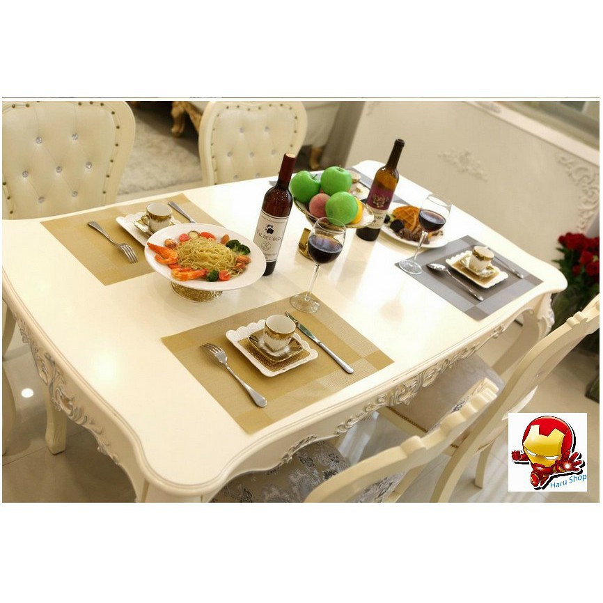 Miếng lót bàn ăn PVC Polyester   phong cách châu Âu 45x30cm (bộ 4 tấm) - HanruiOffical