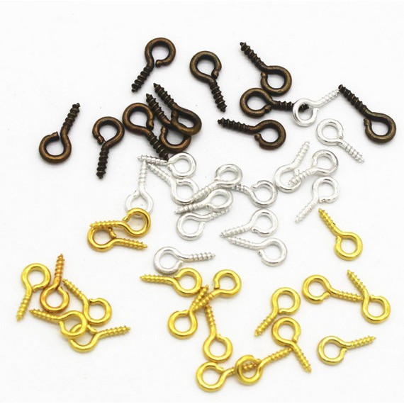 Set 200 Đinh Vít Kim Loại 4 * 8mm / 5 * 10mm / 5 * 12mm Chuyên Dụng Làm Trang Sức