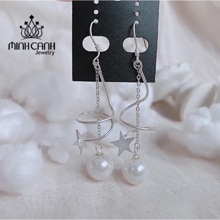 Bông Tai Bạc Móc Xoắn Ngọc Trai Nhân Tạo Minh Canh Jewelry