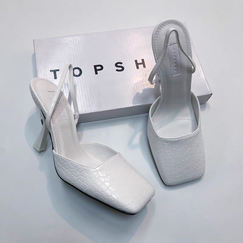 GIÀY CAO GÓT MŨI VUÔNG TOPSHOP AUTH 100% STYLE CỔ ĐIỂN DA THẬT