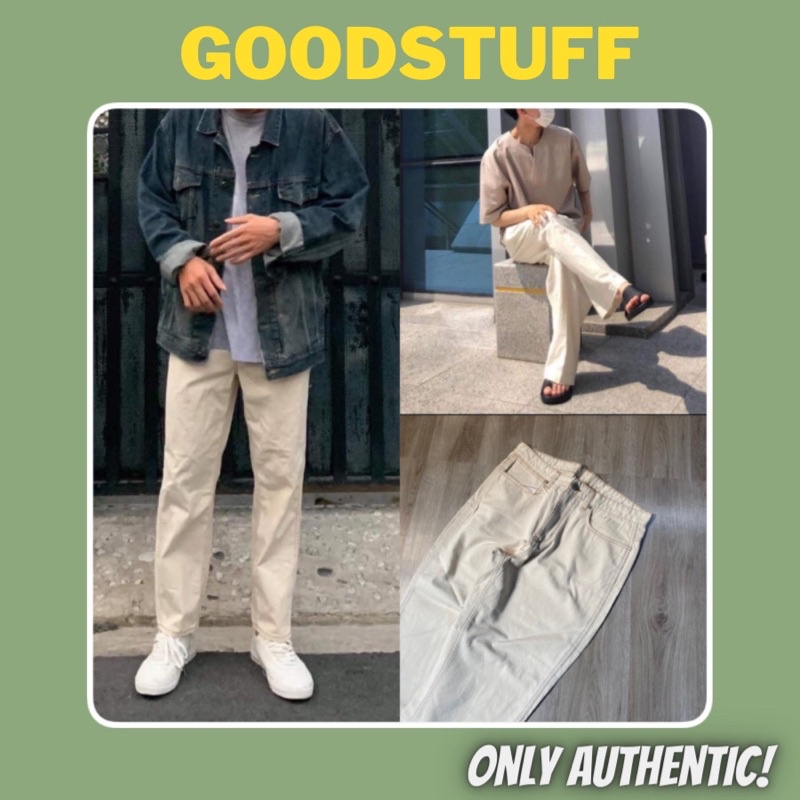 Quần Jeans Baggy ống suông Nam 𝗖𝗵𝗶́𝗻𝗵 𝗵𝗮̃𝗻𝗴 Korea Spao