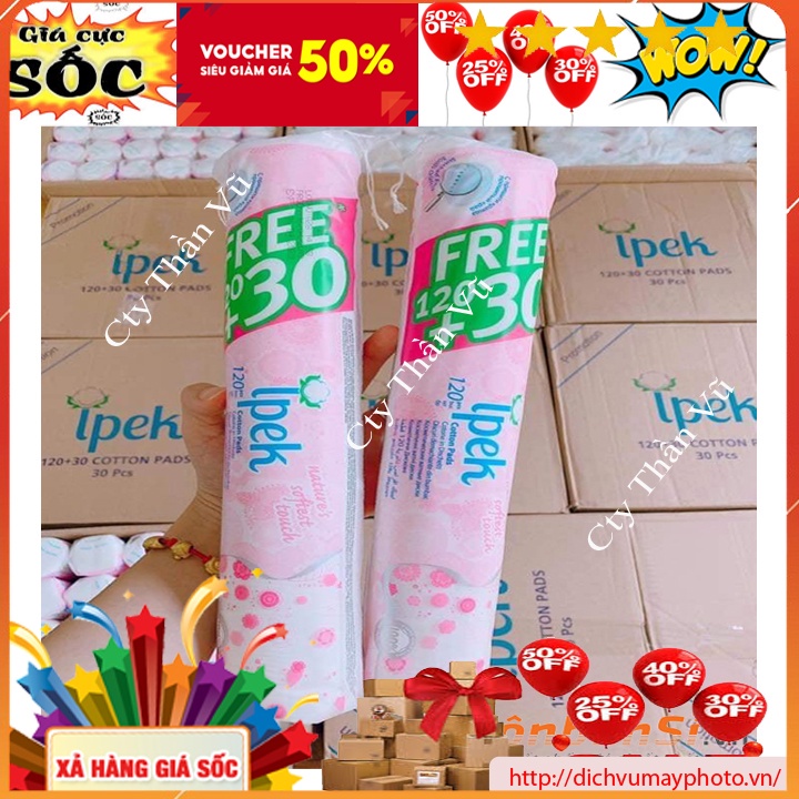 Bông Tẩy Trang Ipek 150 Miếng 100% Cotton Pads dày xịn chất lượng tốt