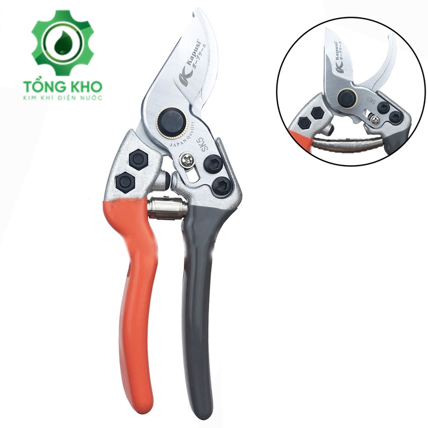 Kéo cắt cành trợ lực Nhật Kapusi Japan lưỡi thép SK-5 siêu bền - siêu sắc- Tổng Kho Kim Khí Điện Nước