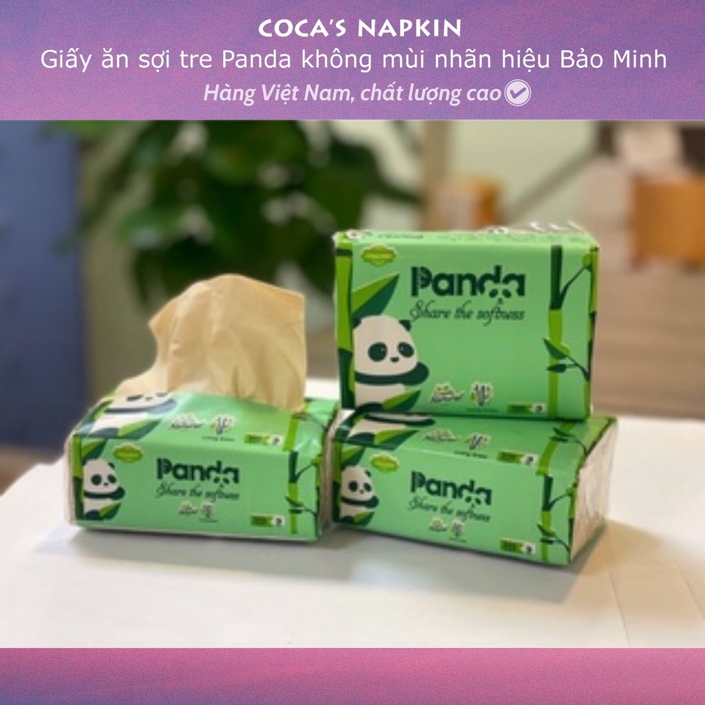 Combo 10 gói giấy ăn gấu trúc Panda, giấy rút cao cấp, giấy 3 lớp 100 tờ chất liệu tre siêu dai, mềm mịn