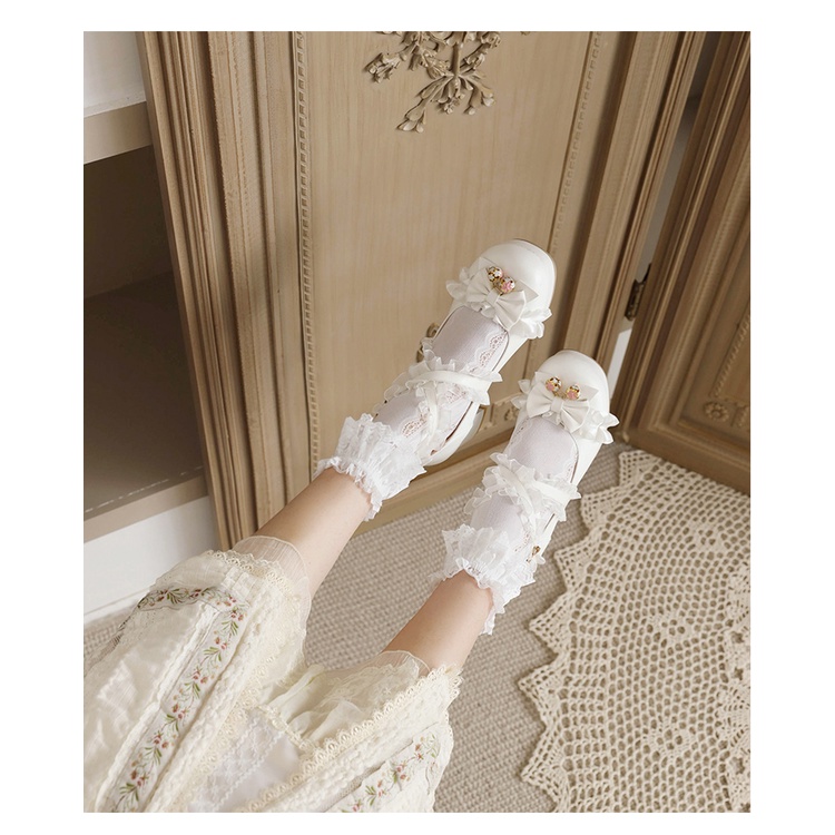 Giày cao gót Lolita nơ ren quý tộc