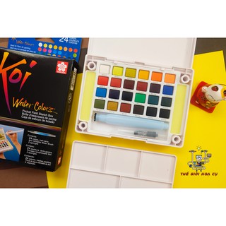 [FreeShip] Màu nước Koi Sakura bộ 12/18/24/30/36/48 chính hãng ( Tặng kèm cọ nước thân dài Giorgione khi mua )