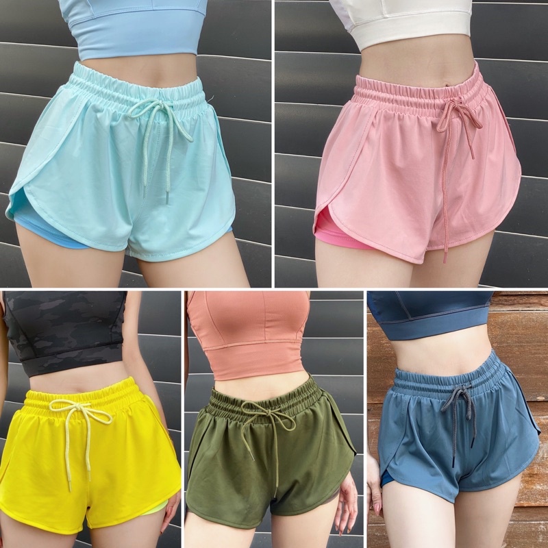 Quần short thể thao nữ 2 lớp vải thun Poly cao cấp co dãn tốt dễ phối đồ