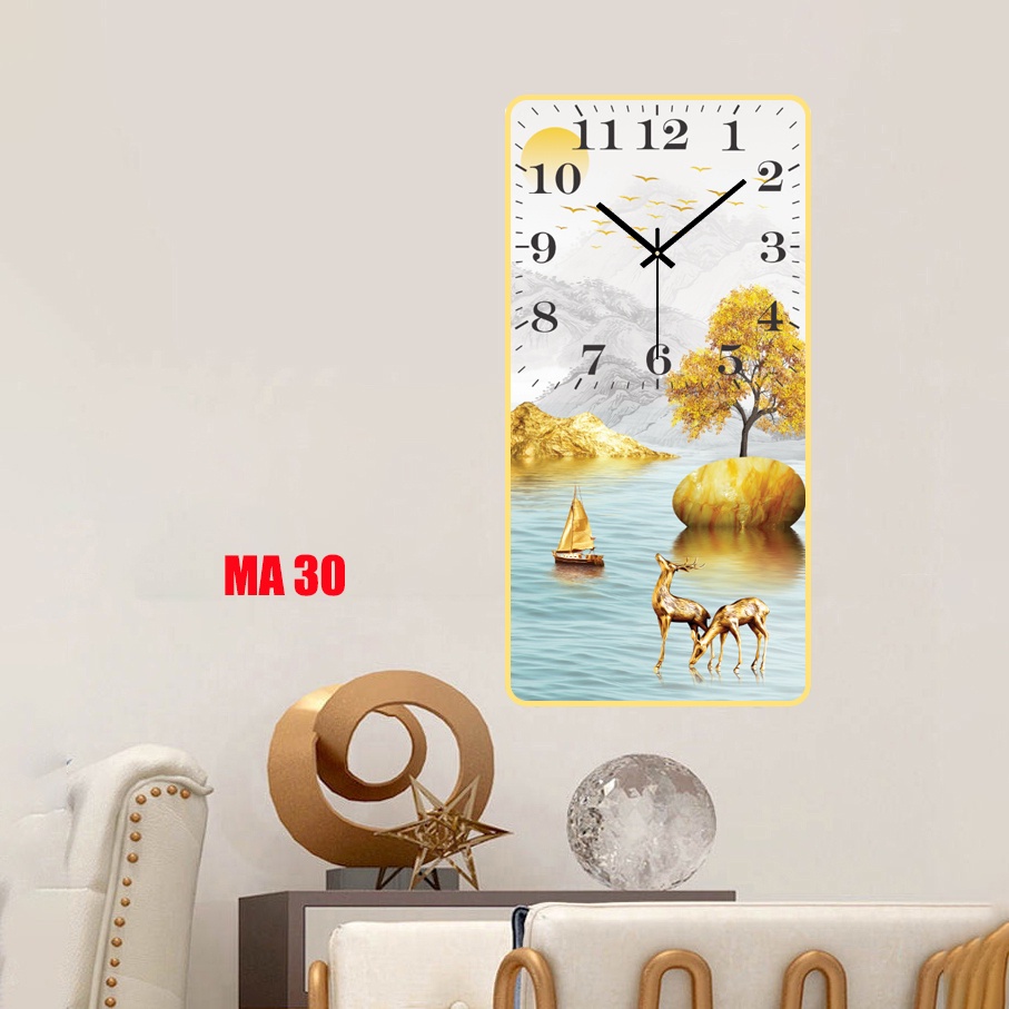 Tranh Đồng Hồ Treo Tường tráng gương ❤️miễn ship❤️ Đồng Hồ Trang Trí Decor Nhà Cửa Phòng Khách kim trôi size 35x70