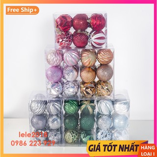 Hộp 12 quả châu 6cm hoa văn cao cấp trang trí giáng sinh