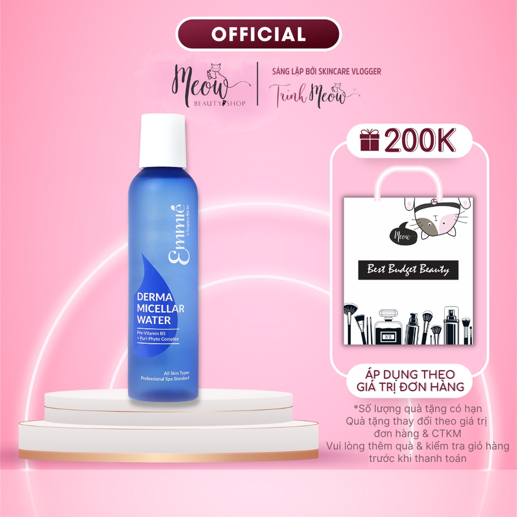 Nước tẩy trang làm sạch sâu phục hồi da Emmie by Happy Skin Derma Micellar Water 250ml