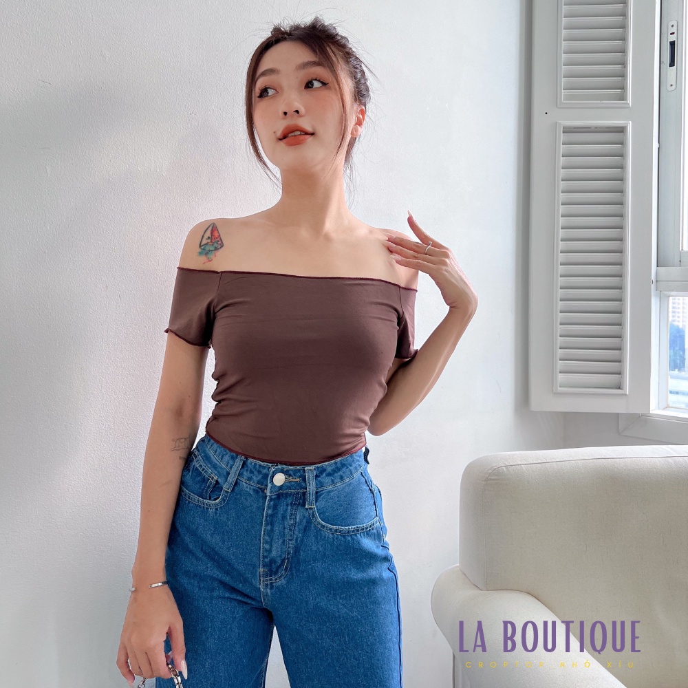 ÁO Trễ Vai Tay Ngắn Ôm Body Nữ LA BOUTIQUE