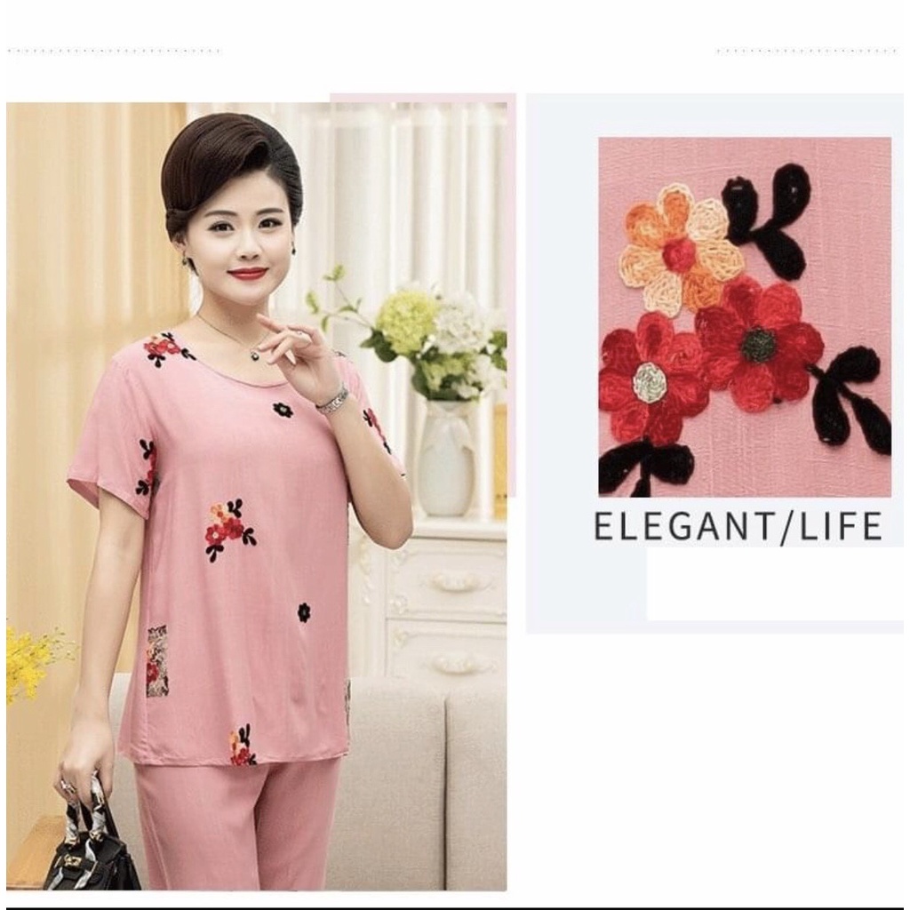 Bộ đũi Mặc nhà cho mẹ- Bộ đũi chất đẹp sang trọng cho mẹ cho bà