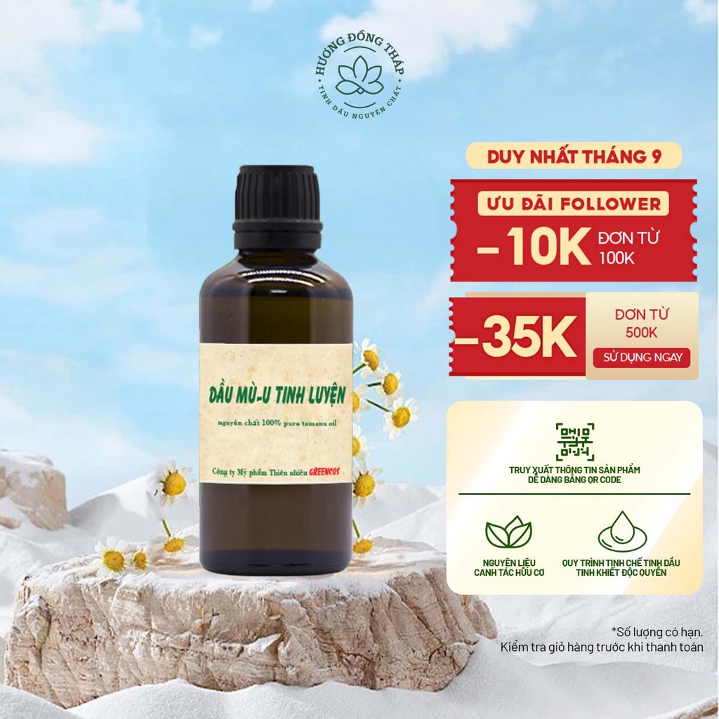 Dầu Mù U Hữu Cơ Tinh Luyện- Tinh Dầu Nguyên Chất – Hương Đồng Tháp -Massage giảm mệt mỏi, Dưỡng Ẩm,Giảm Khô,