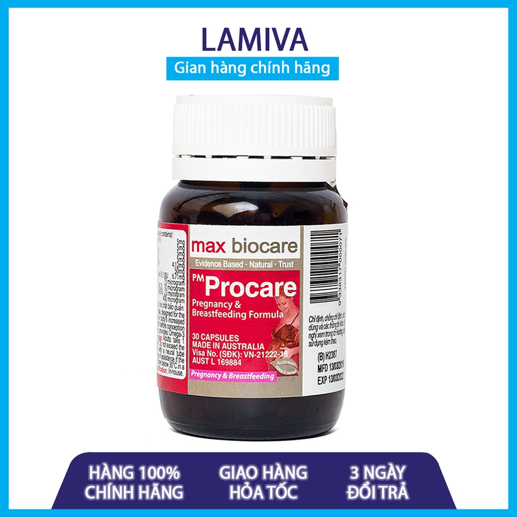 Viên uống Procare 30 viên canxi cho bà bầu tăng dha cho bé vitamin d sắt tăng sức đề kháng cung cấp canxi sau sinh