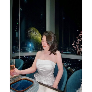đầm body cúp ngực kết lông vũ